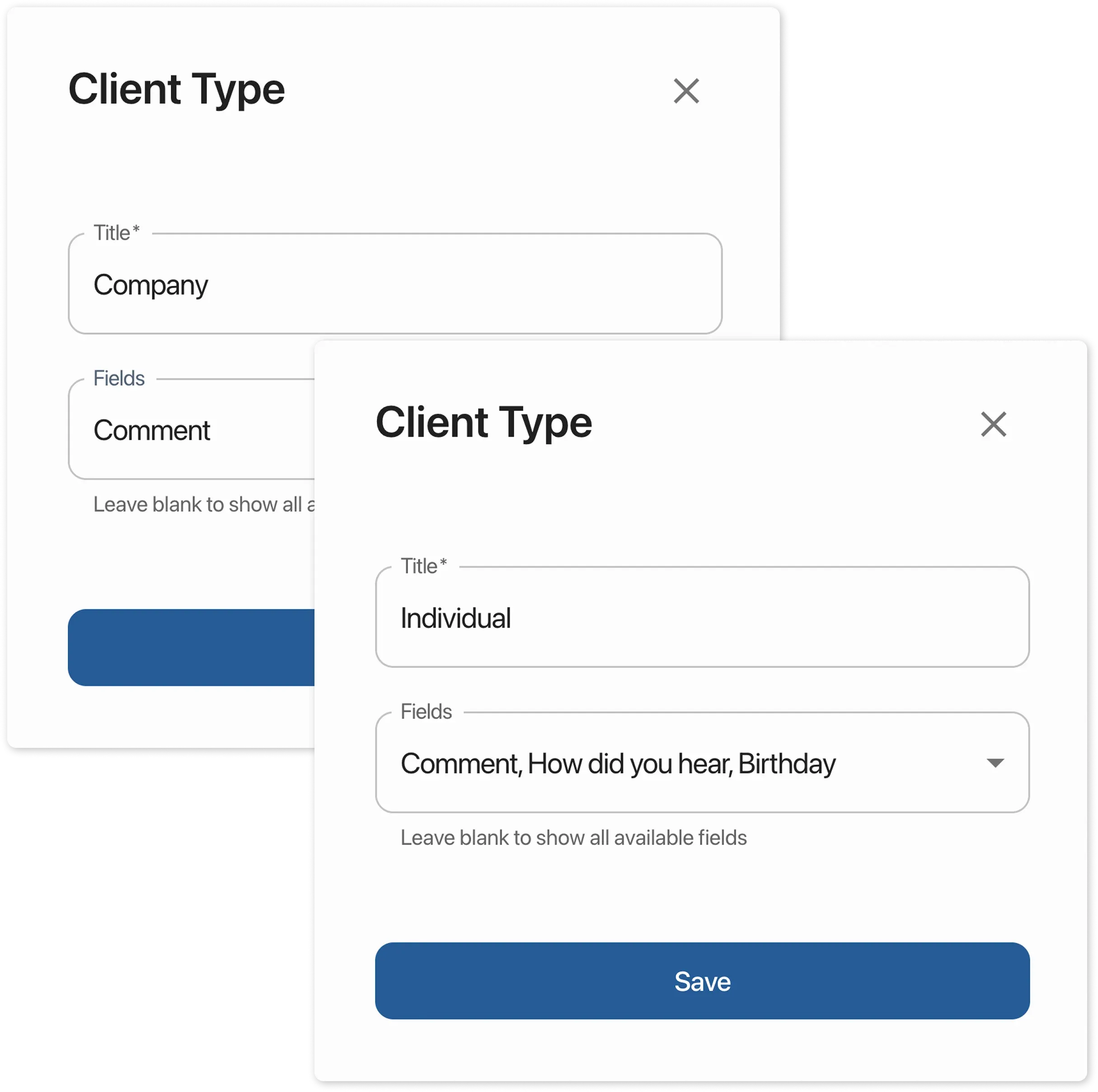 Client Type Cards