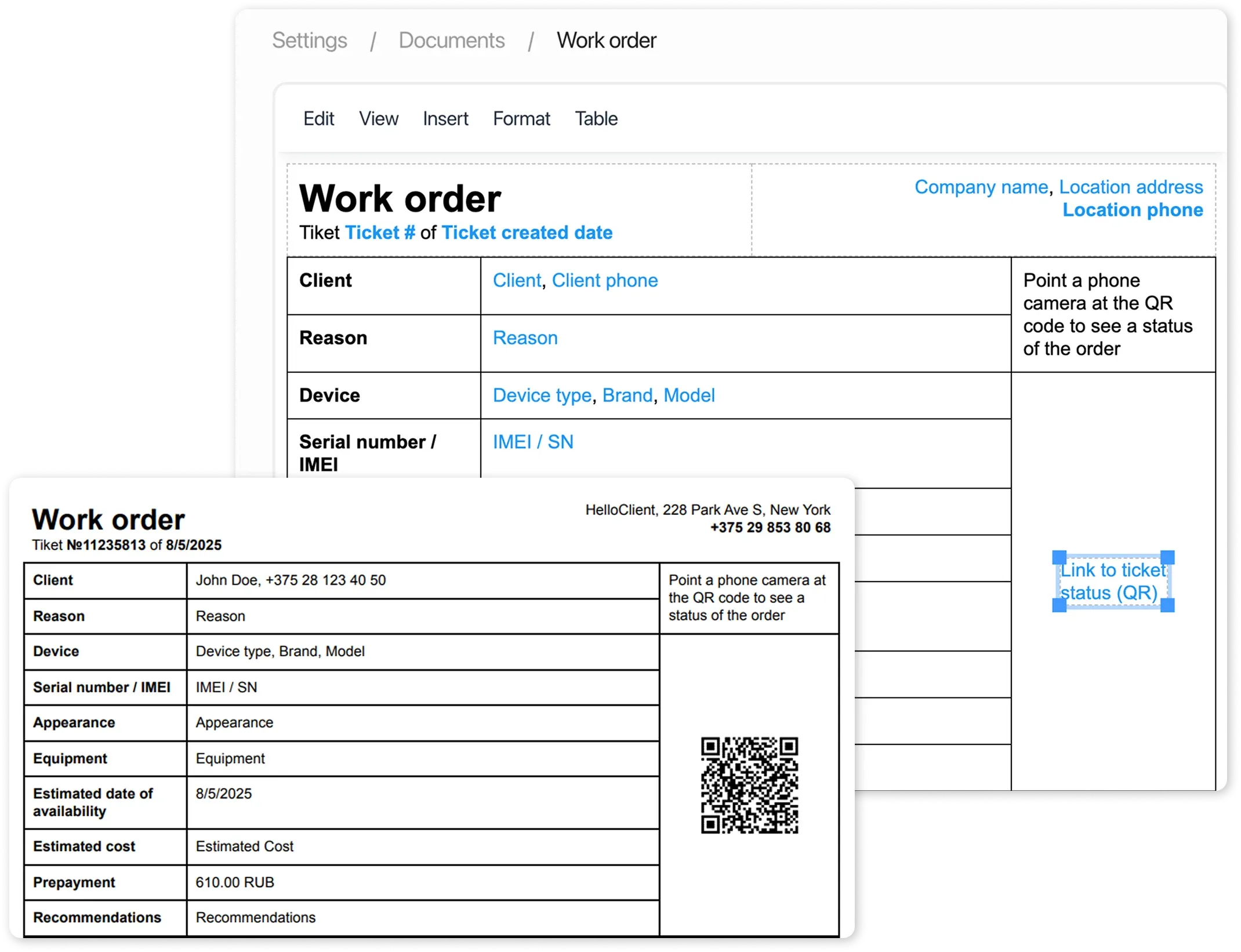 Document template
