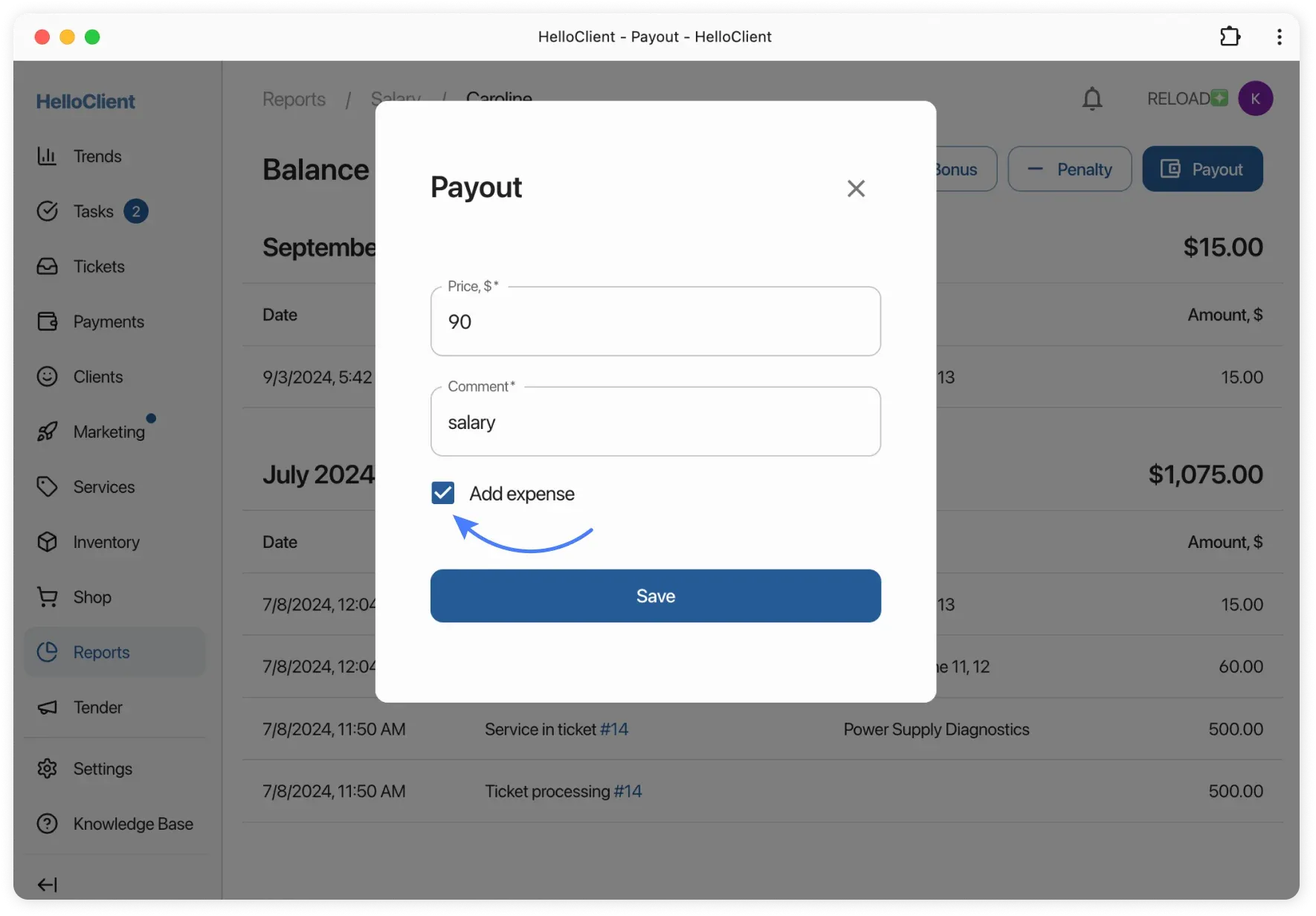 Salary payment