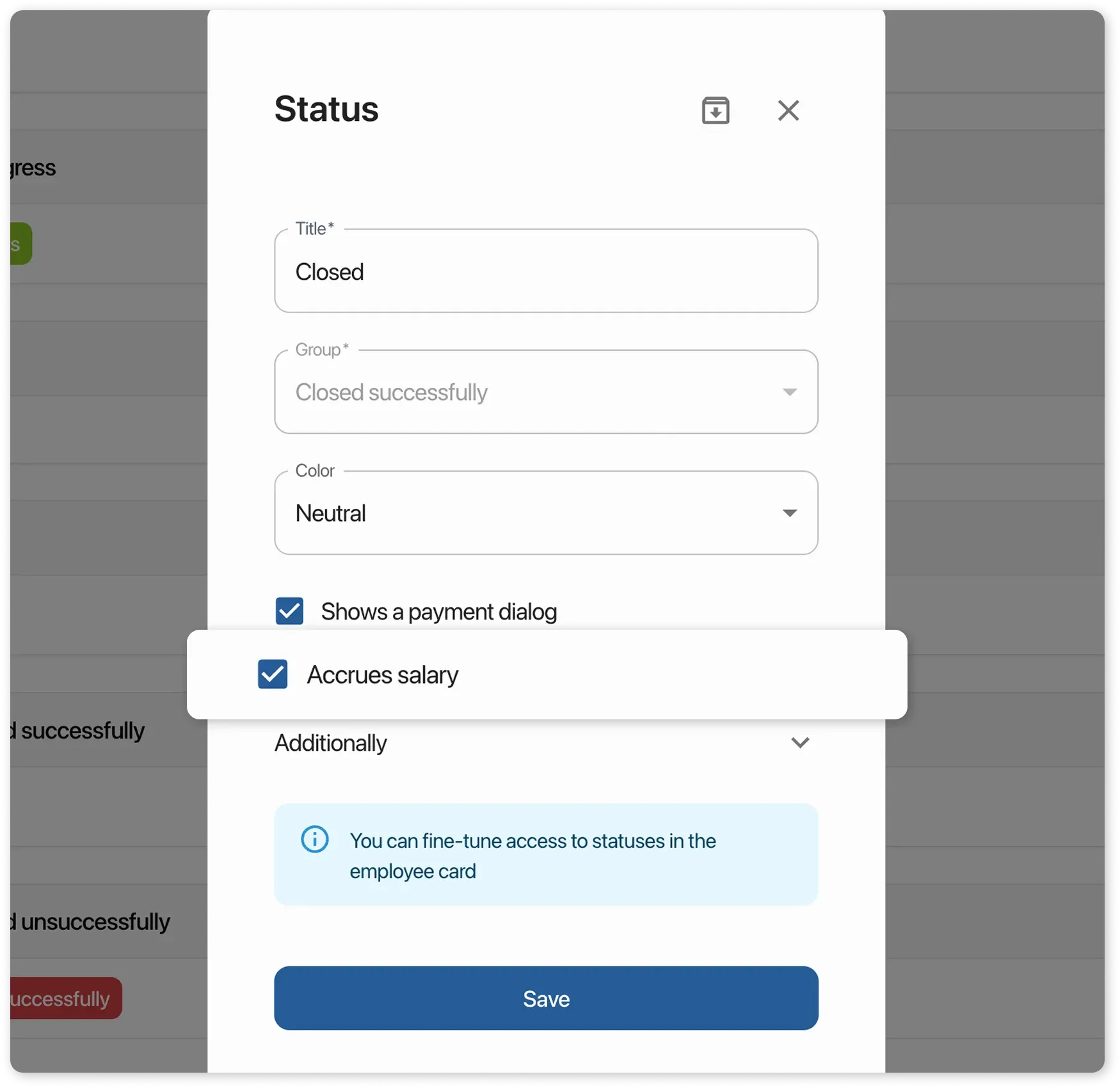 Order status card